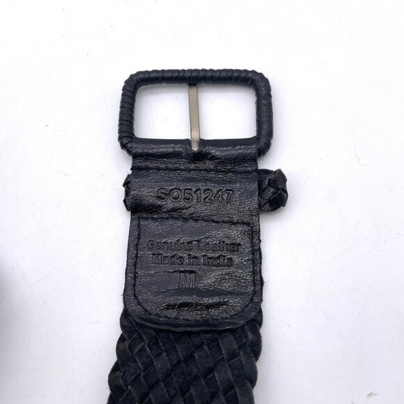 Women's Belt Black Size Medium Adjustable Buckle Genuine Leather - Picture 2 of 3